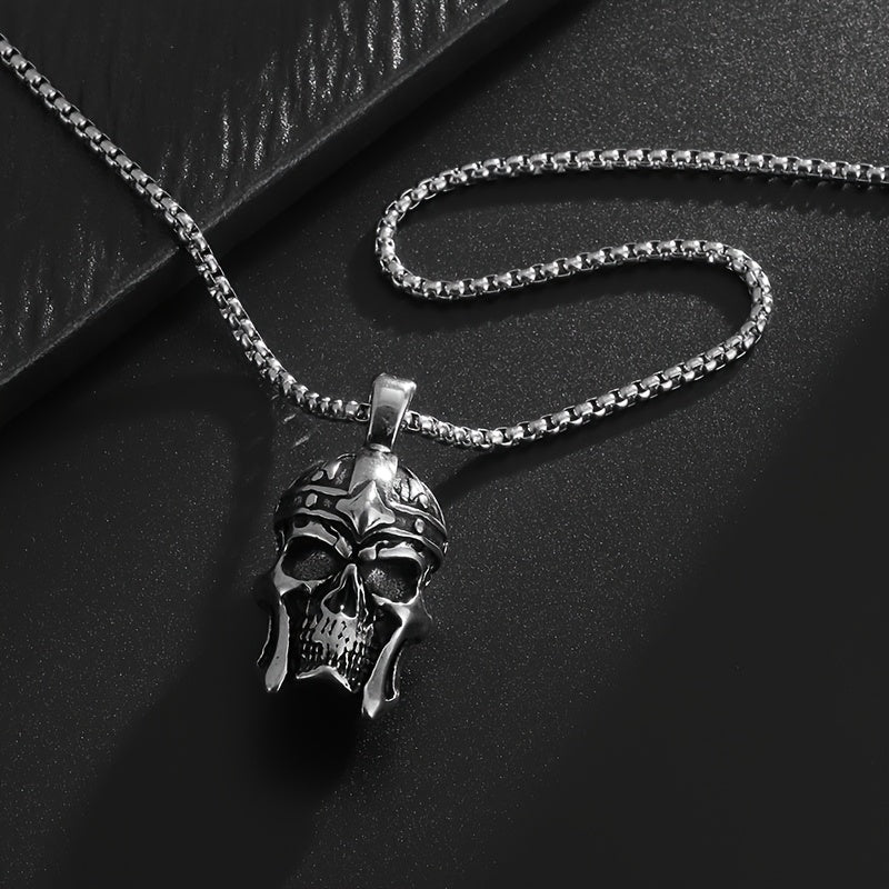 316L Stainless Steel Rebellious Skull Armor Pendant Men'S Hip-hop Punk Necklace Jewelry
