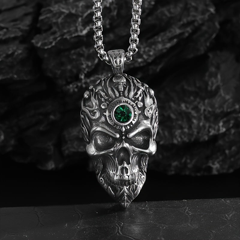 316L Stainless Steel Hell Skeleton Monk Pendant Men's Fashionable And Domineering Necklace