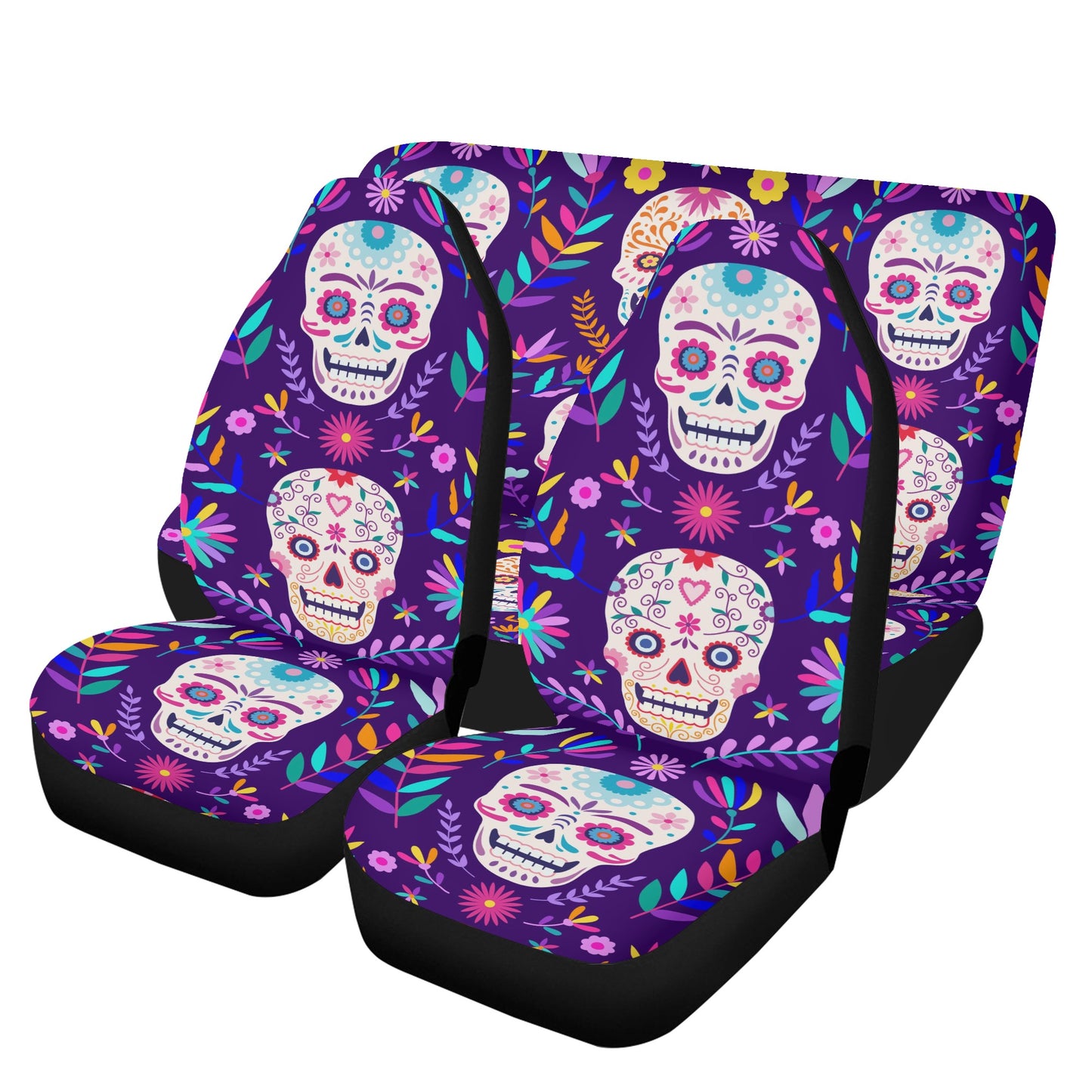 Candy skull car protector, dia de los muertos skull front and back car seat covers, sugar skull car seat tool, sugar skull car protector, me