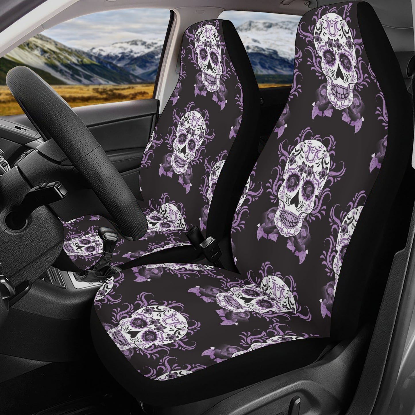 Floral skull car tool, mexican skull car seat tool, day of the dead car rug, sugar skull girl washable car seat covers, calaveras skull seat