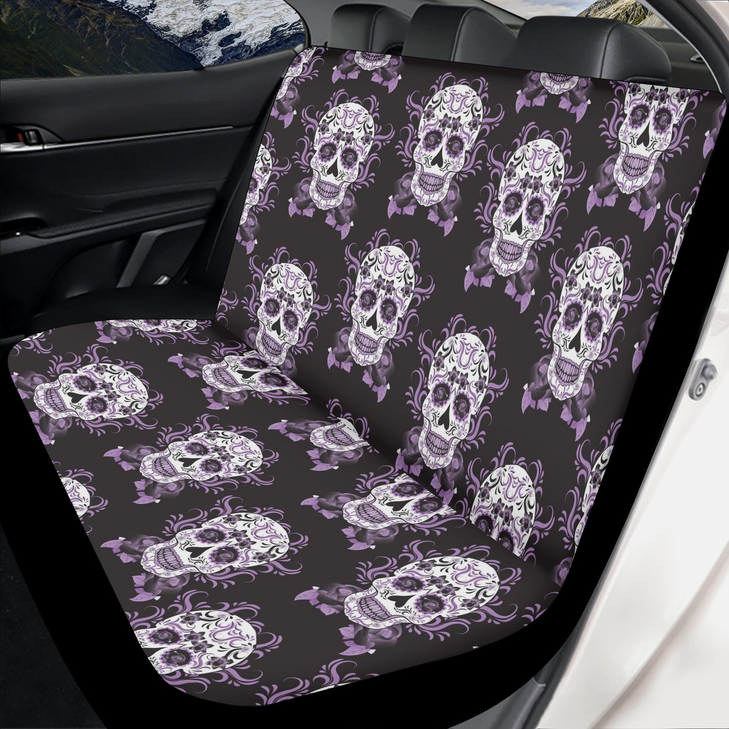 Floral skull car tool, mexican skull car seat tool, day of the dead car rug, sugar skull girl washable car seat covers, calaveras skull seat