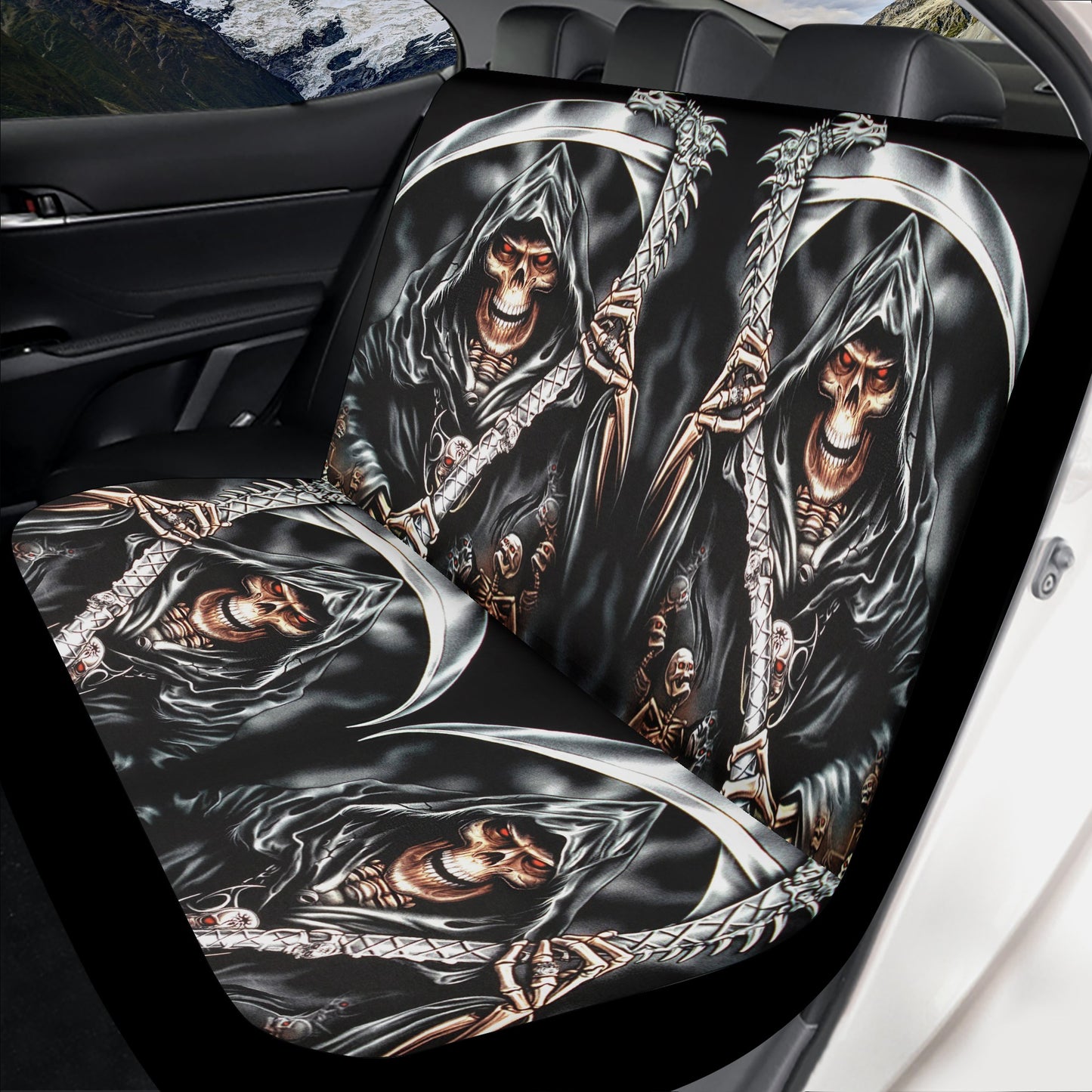 Car Seat Cover SetSkull in fire seat cover for car, flower skull car accessories, skull car rug, evil cover cushion accessories for Cars, skull in fire seat c