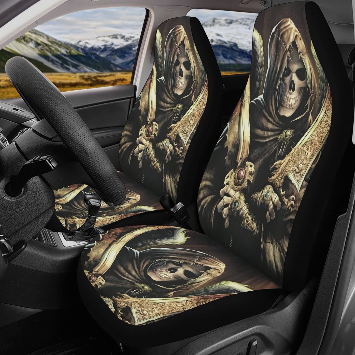 Christmas skull car accessories, flaming skull car rug, biker skull washable car seat covers, floral skull washable car seat covers, floral