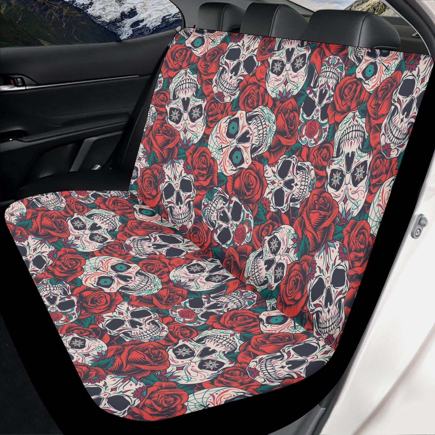 Floral skull seat cover for car, dia de los muertos skull seat cover for vehicles, mexico seat cover protector, day of the dead seat cover f