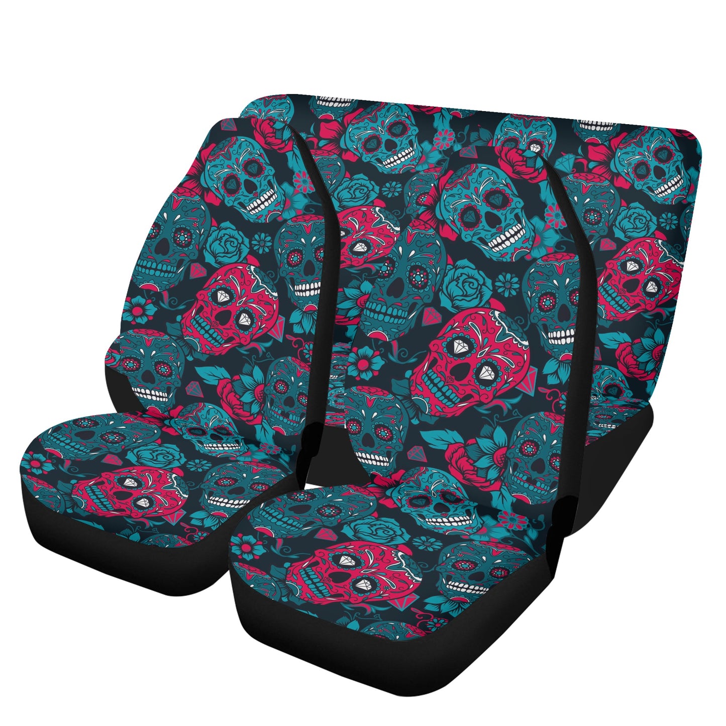 Sugar skull girl car protector, calaveras skull car accessories, day of the dead car seat tool, mexican skull floor mat for car, floral skull car seat cushion cover, calaveras skull car protector, mexican skull car seat cushion cover, cinco de mayo s