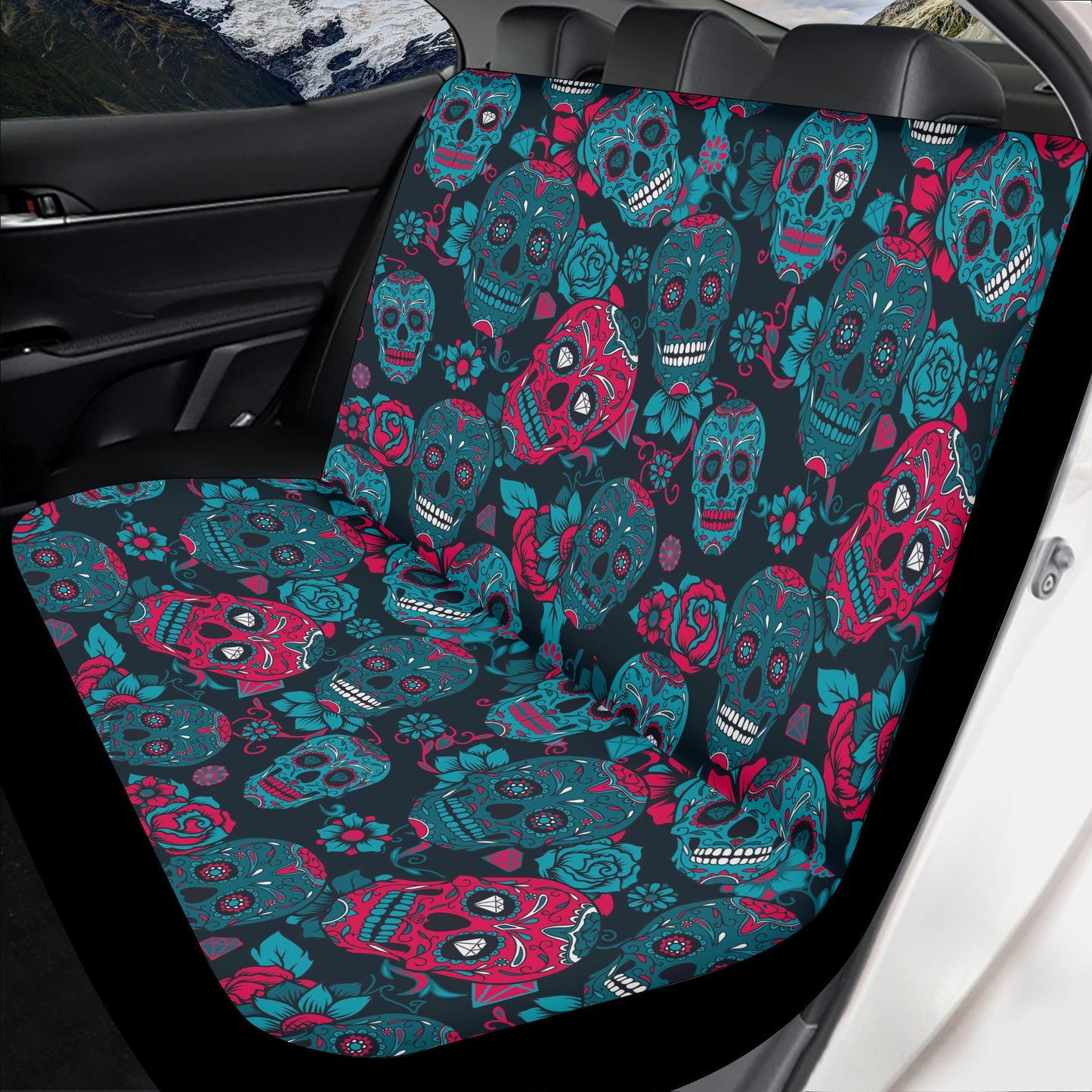 Sugar skull girl car protector, calaveras skull car accessories, day of the dead car seat tool, mexican skull floor mat for car, floral skull car seat cushion cover, calaveras skull car protector, mexican skull car seat cushion cover, cinco de mayo s