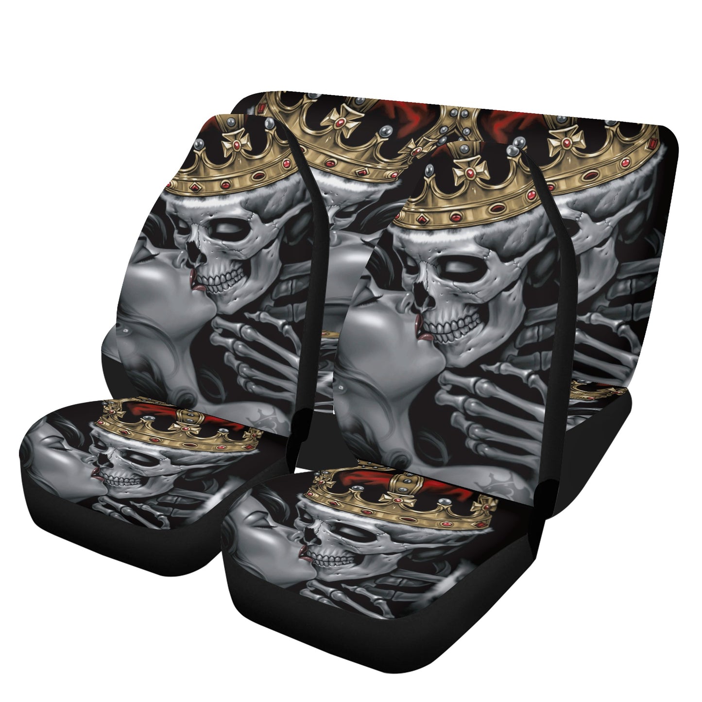 Evil seat cover for car, floral skull rug mat for car, goth car seat tool, skull car seat cover, skull in fire car seat cover full set, grim
