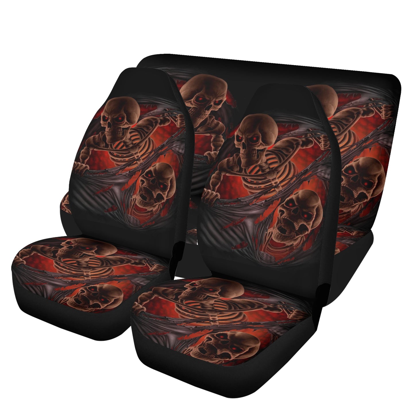 Floral skull car seat cover full set, grim reaper truck seat cover, floral skull slip-on seat covers, skeleton cover cushion accessories for