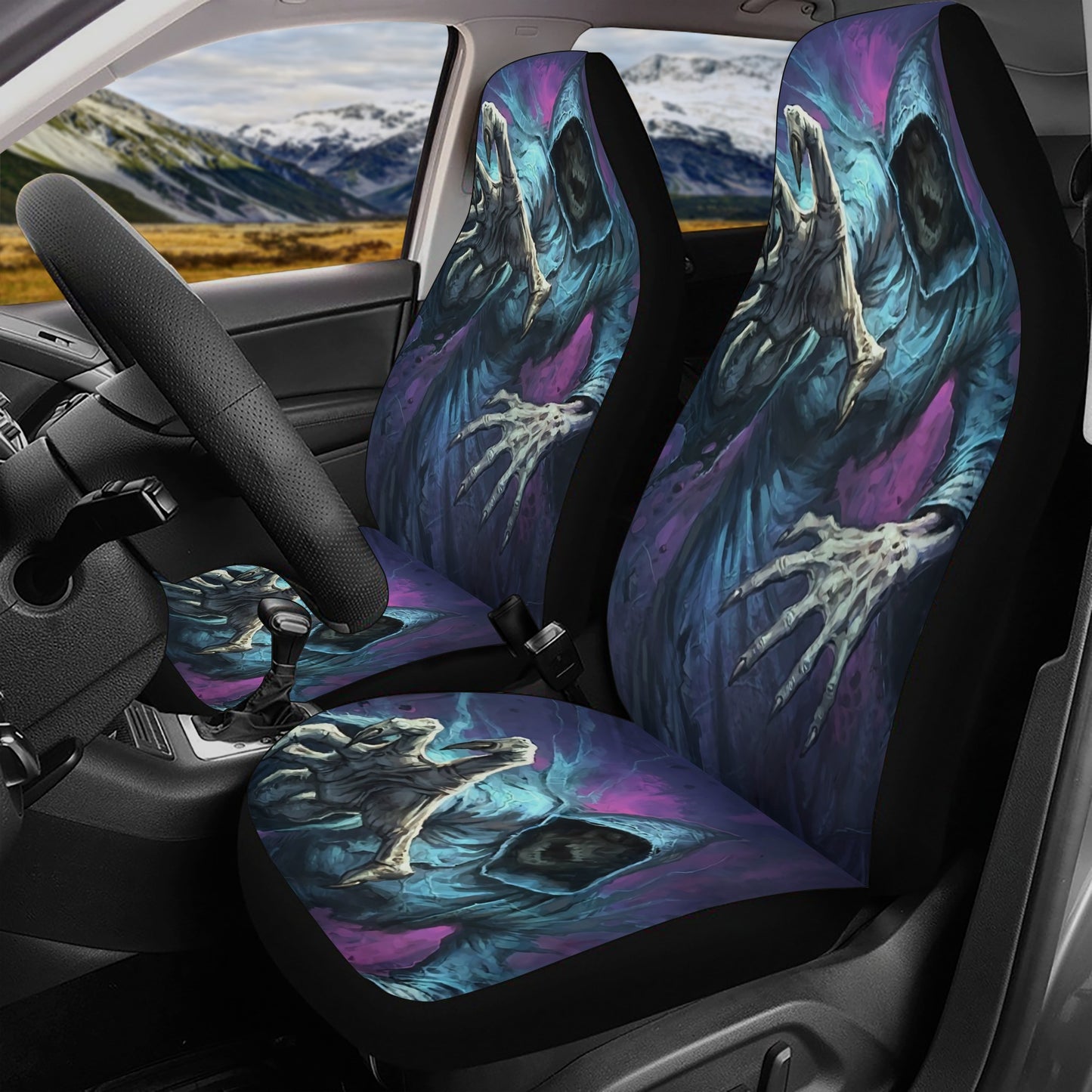 Death skull seat cover protector, grim reaper car protector, flaming skull car tool, punisher skull truck seat cover, grim reaper car floor