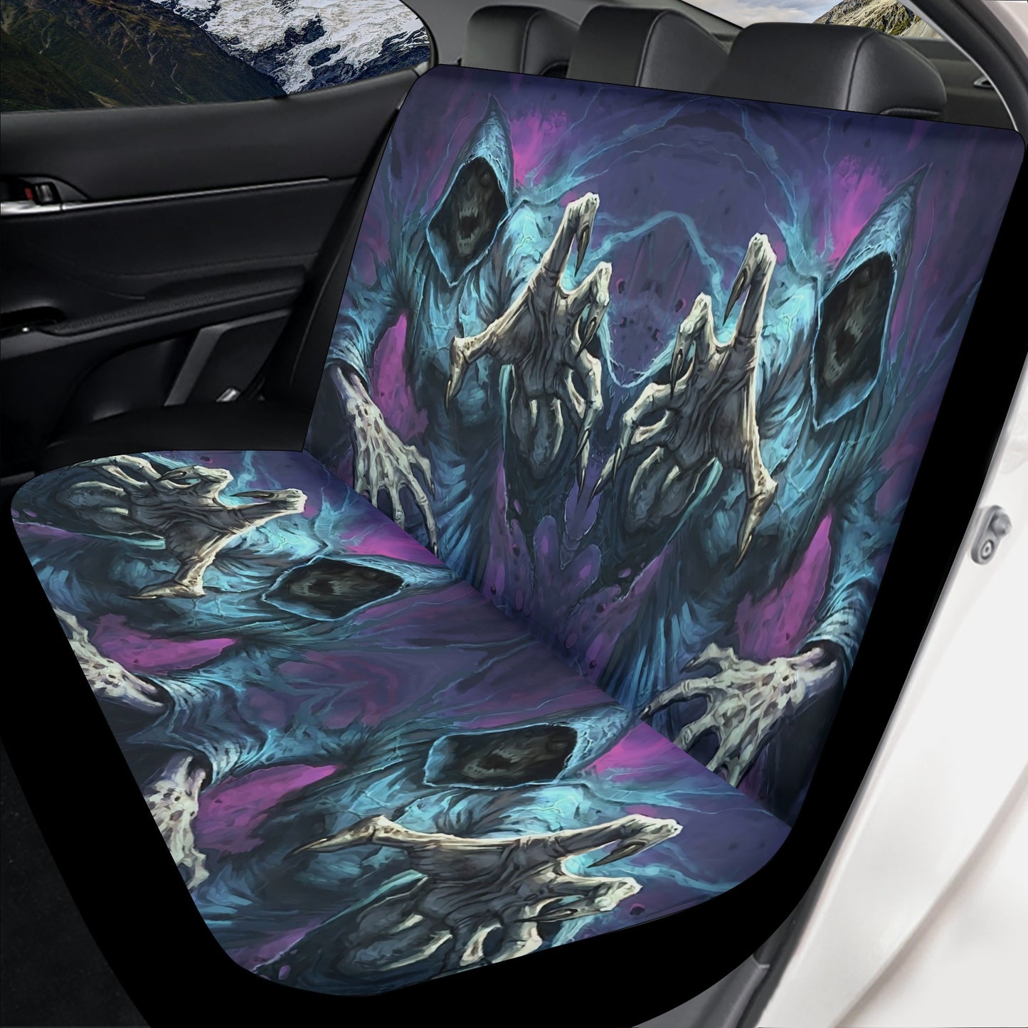 Death skull seat cover protector, grim reaper car protector, flaming skull car tool, punisher skull truck seat cover, grim reaper car floor