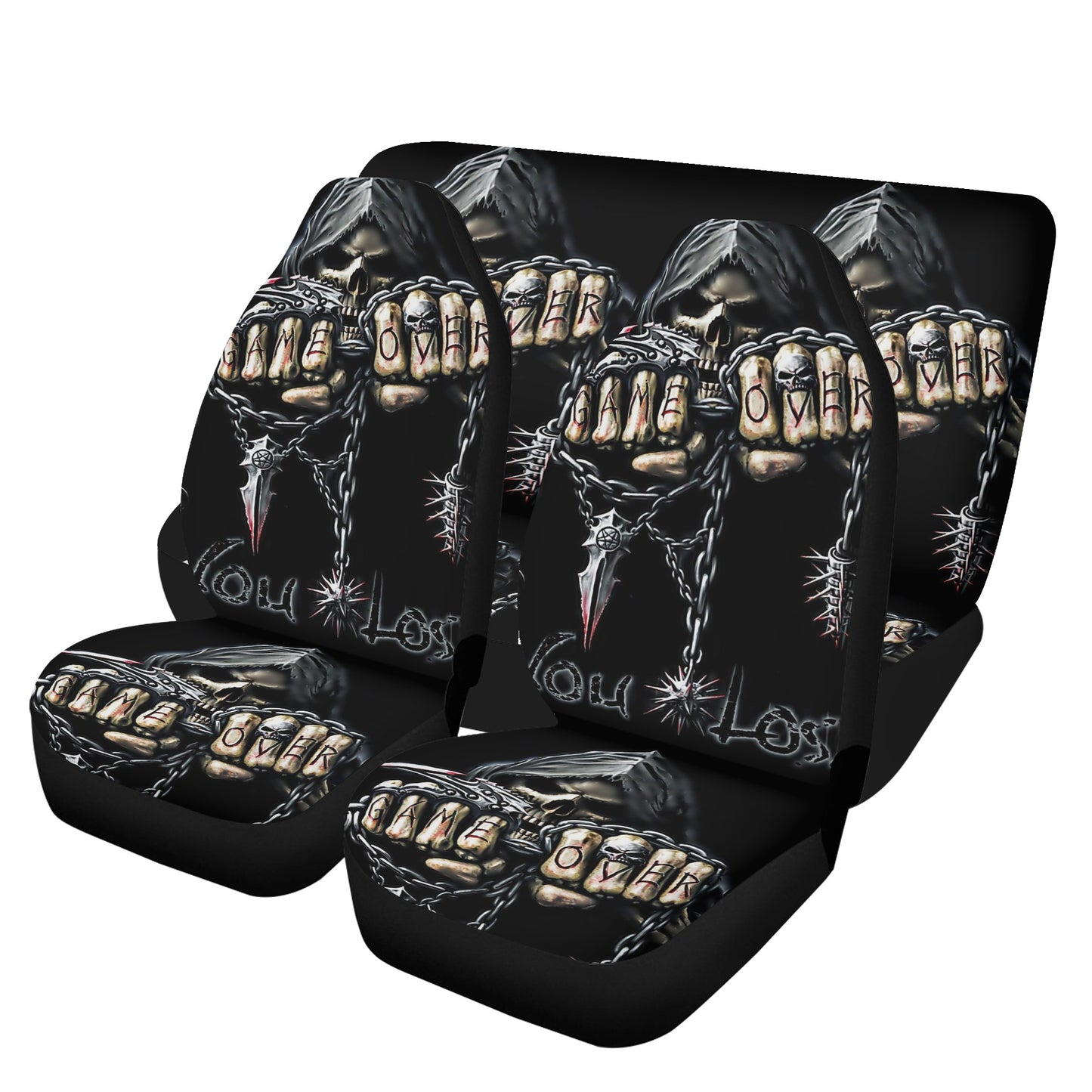 Halloween rug mat for car, christmas skull cover cushion accessories for Cars, flame skull rug mat for car, skull in fire car floor mat, got