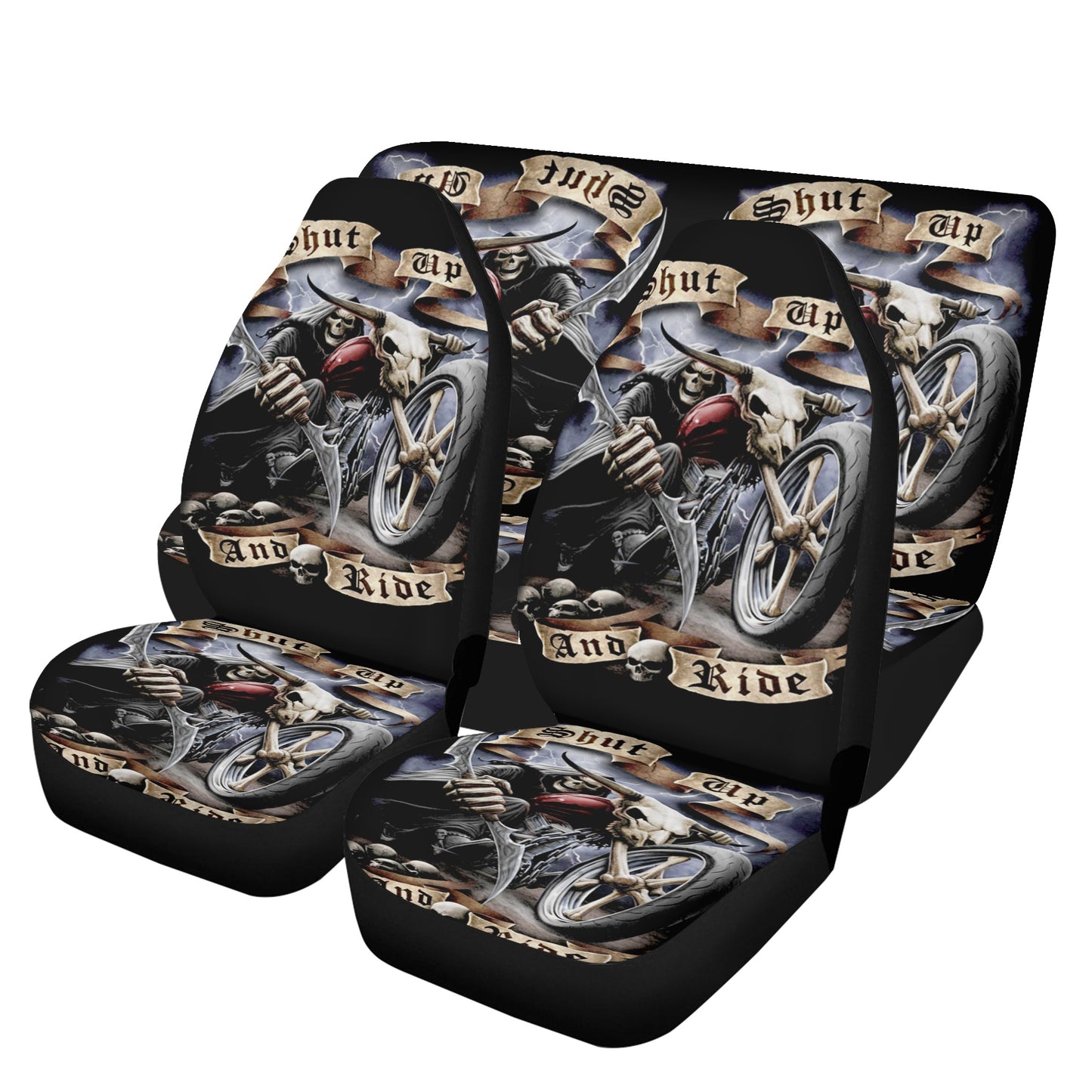 Horror seat cover for vehicles, flower skull washable car seat covers, flaming skull truck seat cover, evil car mat, flower skull car protec