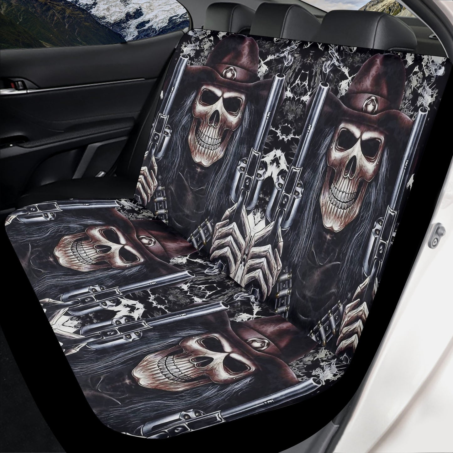 Flower skull car seat protector, floral skull seat cover for car, grim reaper seat cover for truck, skull car seat cover full set, goth floo