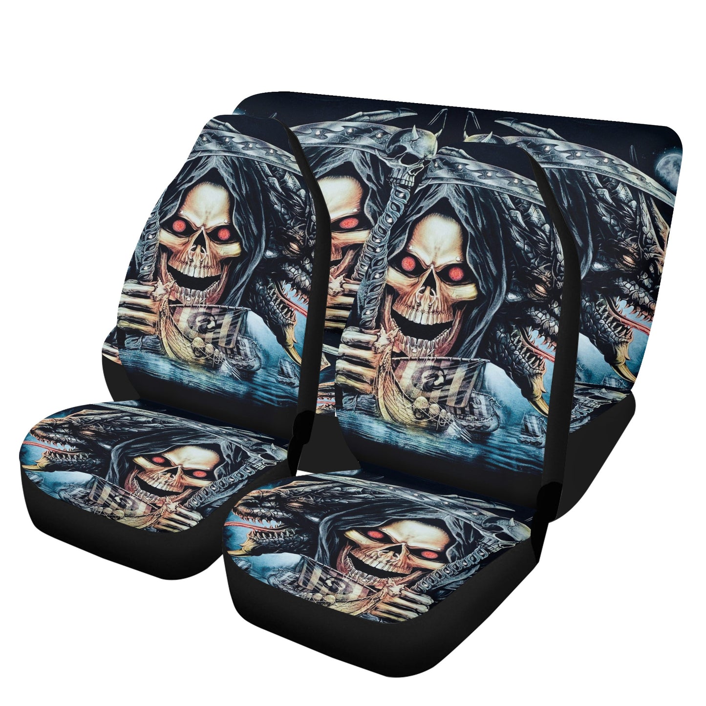 Punisher skull rug mat for car, floral skull seat cover for truck, grim reaper washable car seat covers, floral skull car seat tool, punishe