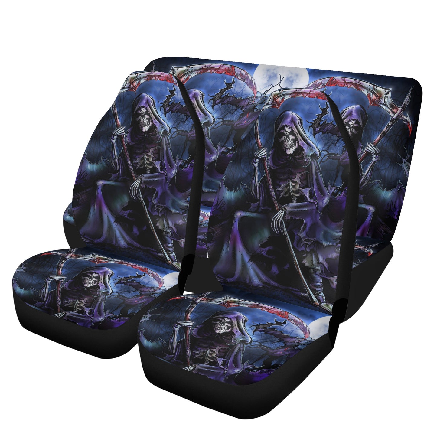Evil rug mat for car, christmas skull car floor mat, goth seat cover for car, flower skull truck seat cover, flaming skull front and back ca