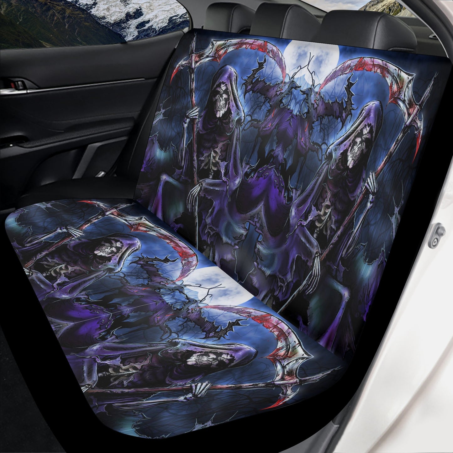 Evil rug mat for car, christmas skull car floor mat, goth seat cover for car, flower skull truck seat cover, flaming skull front and back ca