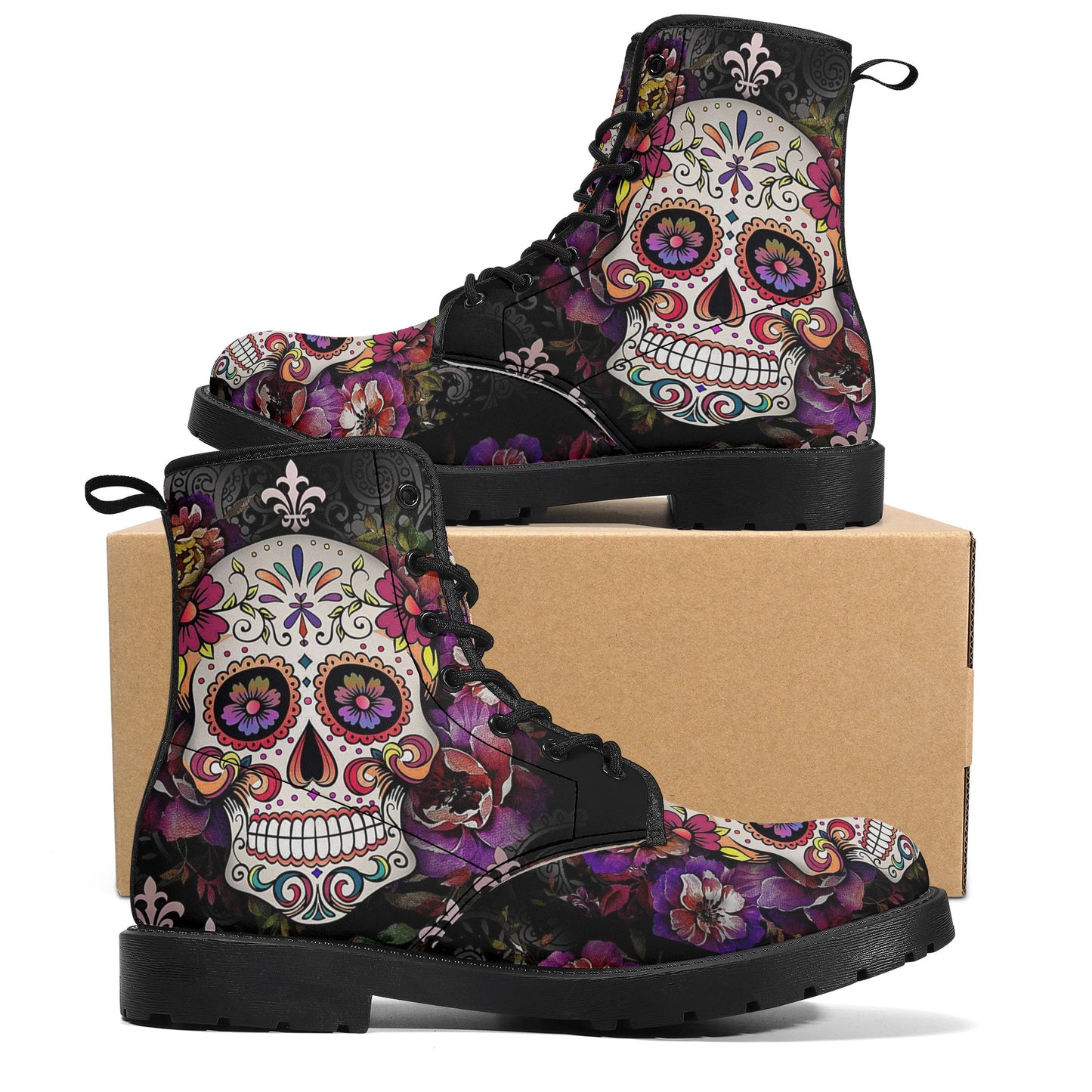 Beautiful sugar skull Women's Leather Boots