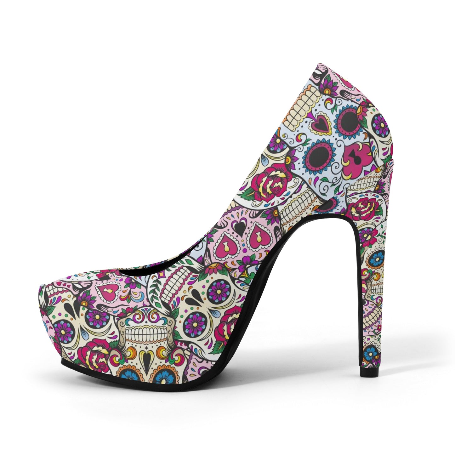 Sugar skull Women Platform Pumps 5 Inch High Heels