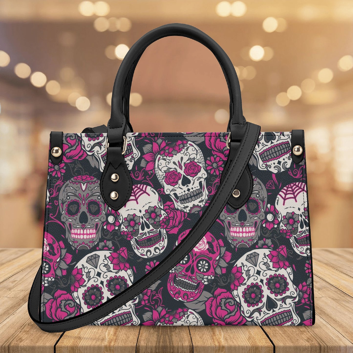 Mexico shoulder bag, floral sugar skull cosmetic bag, day of the dead bag with shoulder strap, cinco de mayo skull wallet, cinco de mayo skull handbag, mexico cosmet