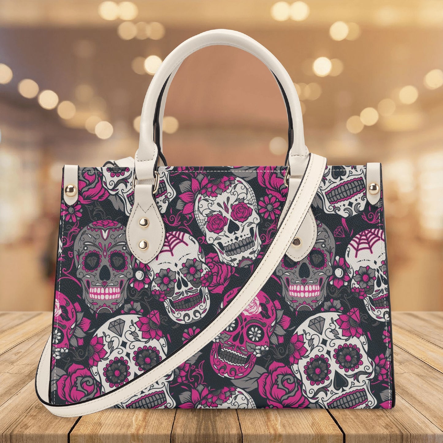 Mexico shoulder bag, floral sugar skull cosmetic bag, day of the dead bag with shoulder strap, cinco de mayo skull wallet, cinco de mayo skull handbag, mexico cosmet