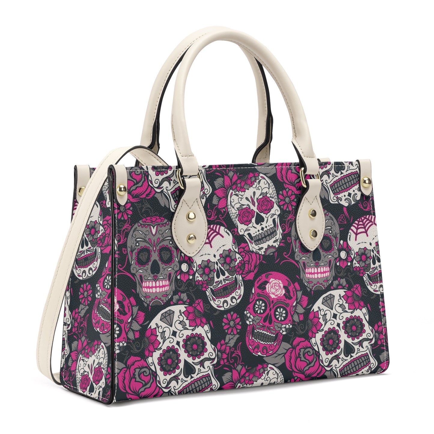 Mexico shoulder bag, floral sugar skull cosmetic bag, day of the dead bag with shoulder strap, cinco de mayo skull wallet, cinco de mayo skull handbag, mexico cosmet