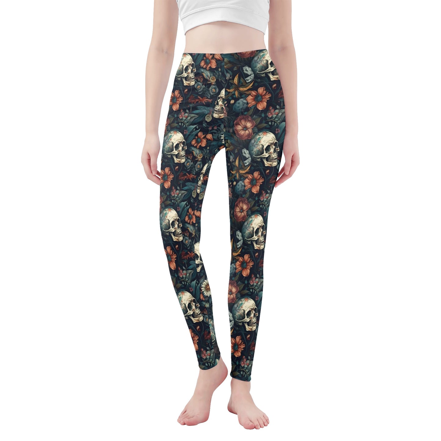 Floral skull Womens Leggings