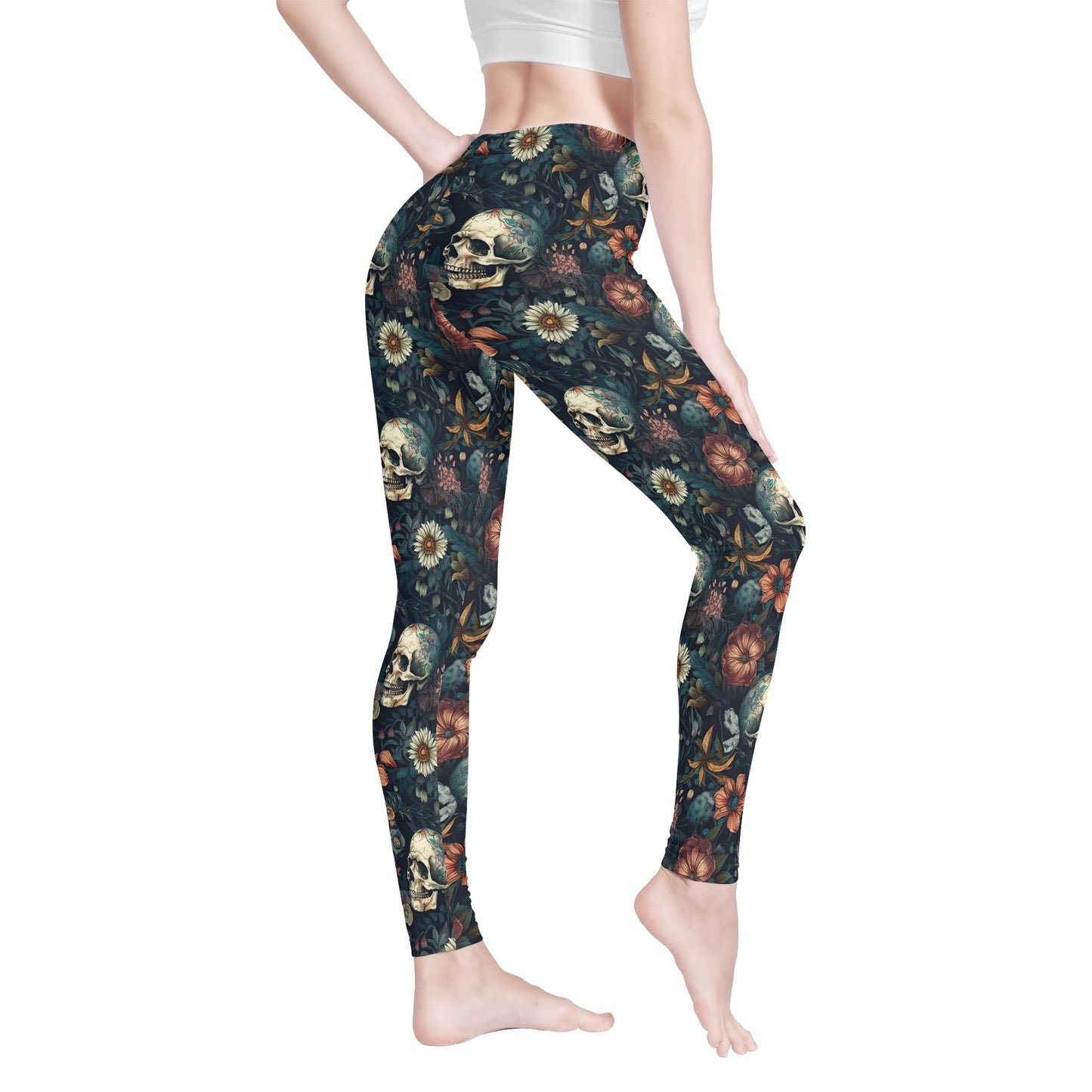 Floral skull Womens Leggings