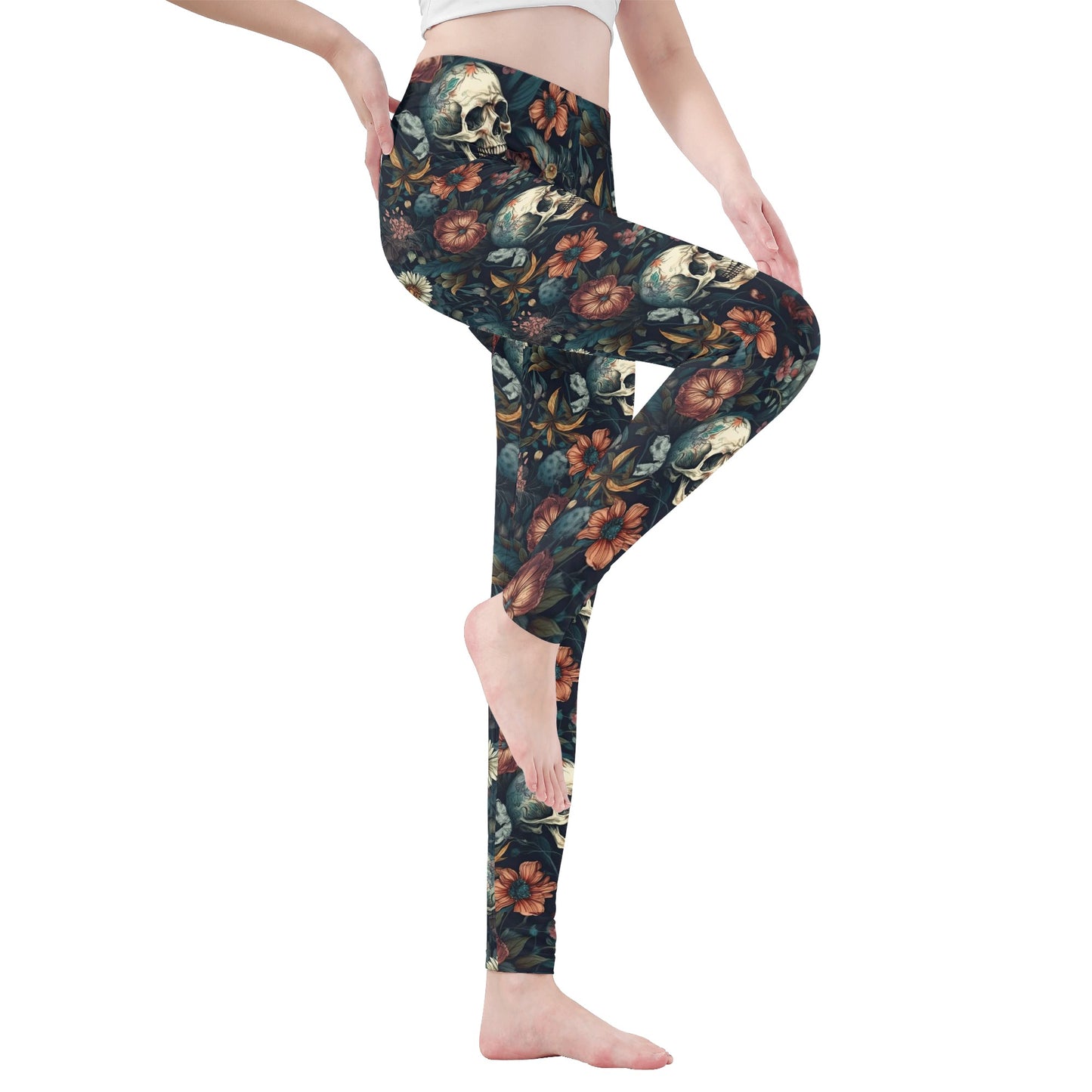 Floral skull Womens Leggings