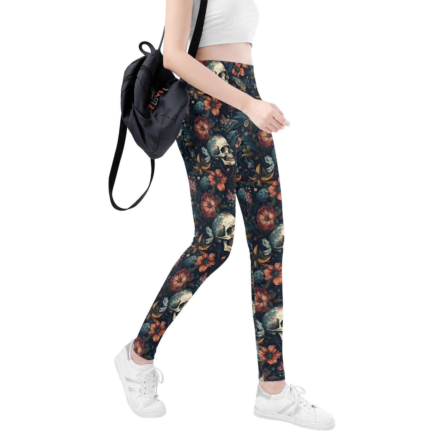 Floral skull Womens Leggings