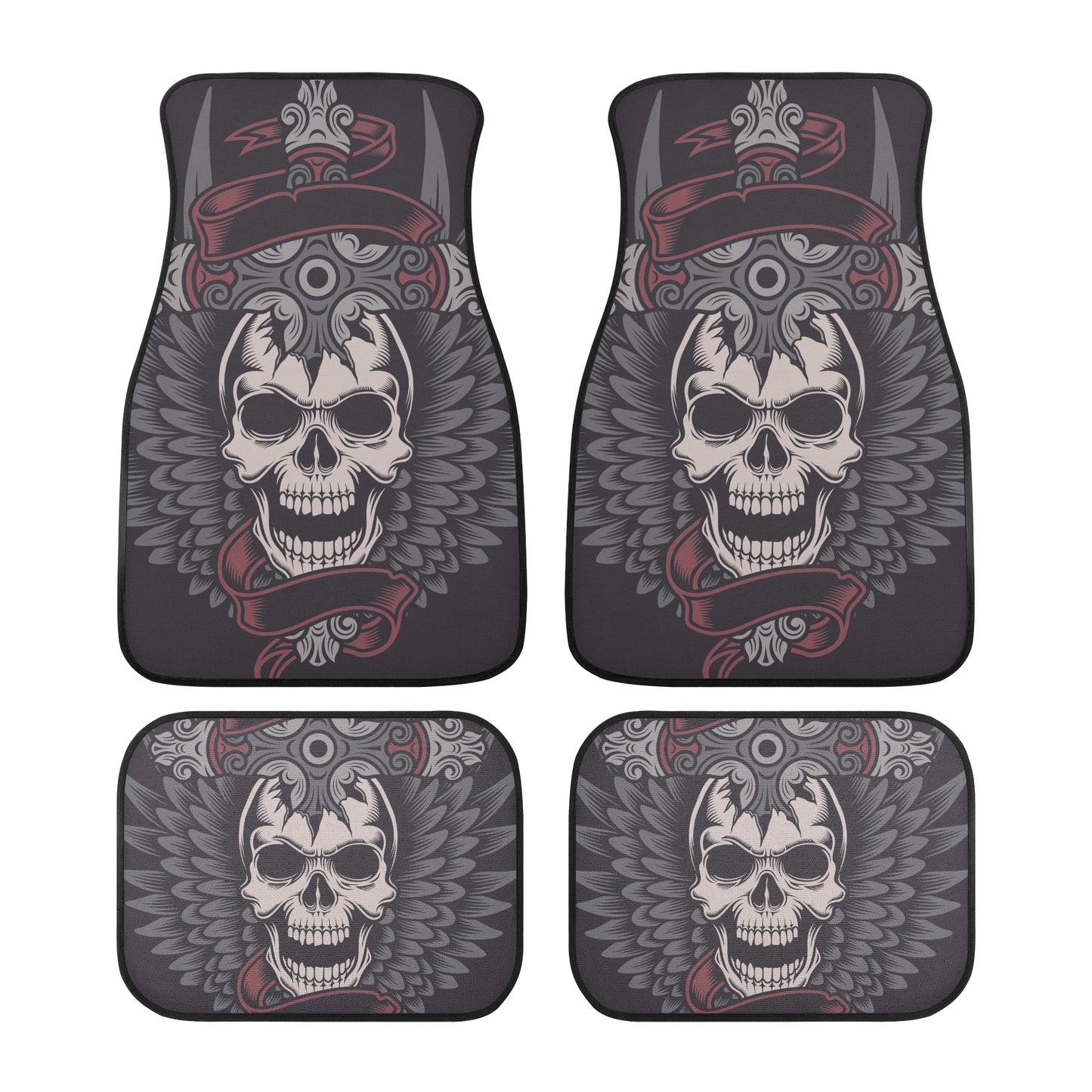 Dia de los muertos skull rug mat for car, calaveras skull car protector, calaveras skull car seat cover full set, mexico front and back car Back and Front Car Floor Mats