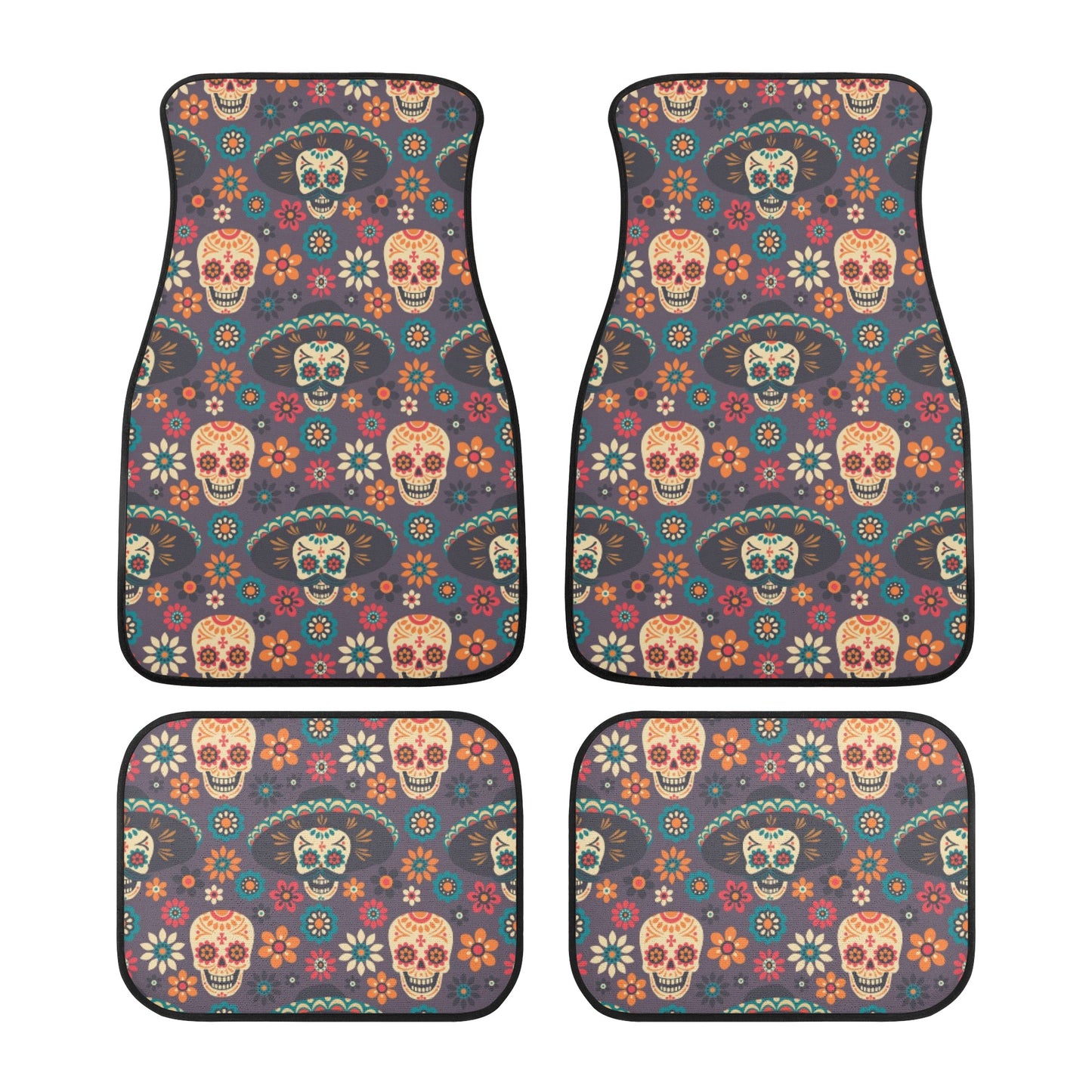 Sugar skull girl car seat cushion cover, dia de los muertos skull car seat , dia de los muertos skull mat for vehicles, mexican skull truck Back and Front Car Floor Mats