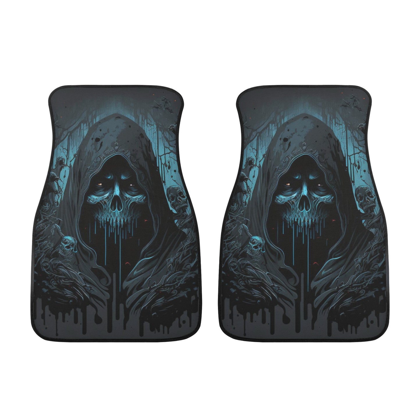 Flaming skull slip-on seat covers, flower skull truck seat cover, punisher skull car seat , skull in fire car floor mat, skull in fire front Back and Front Car Floor Mats