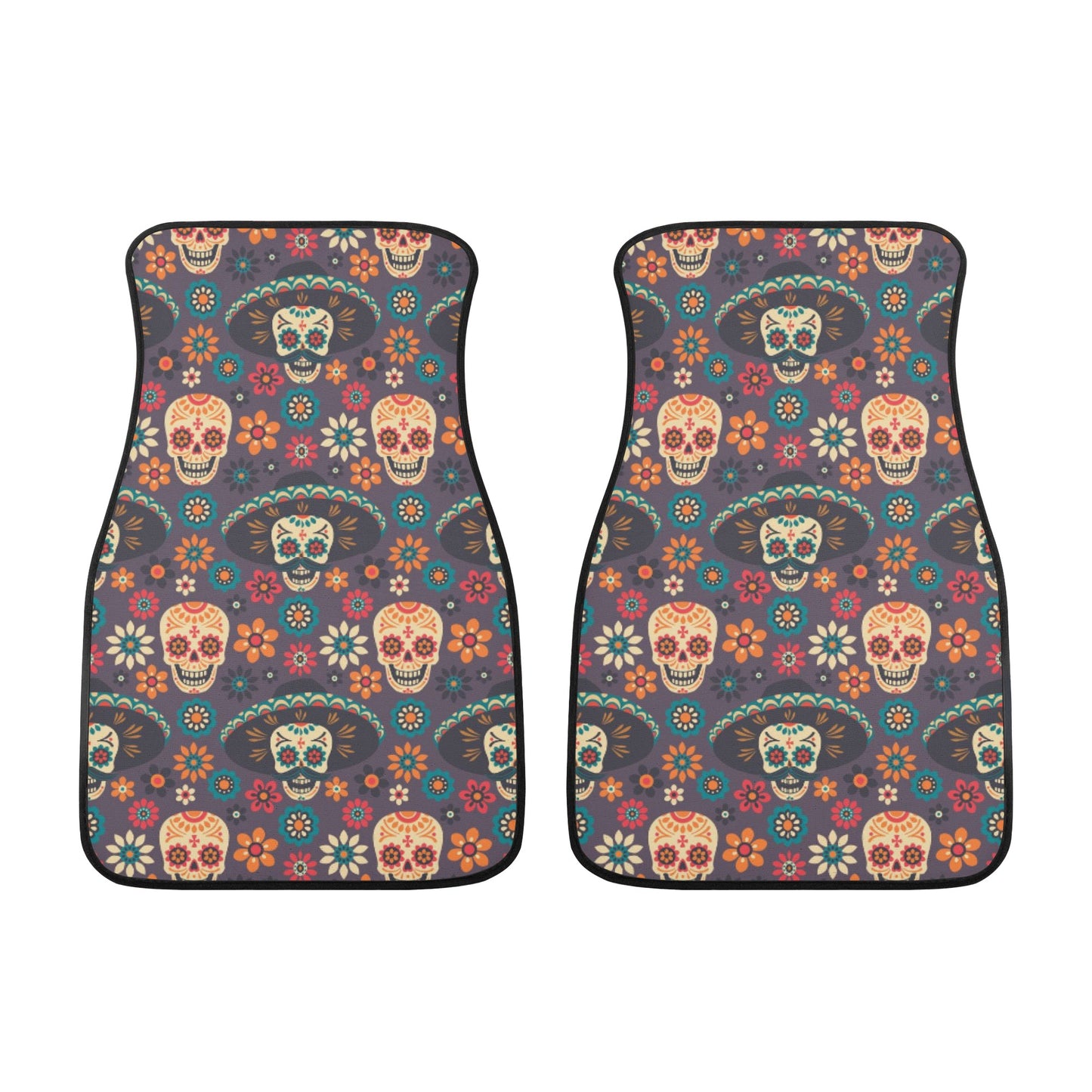 Sugar skull girl car seat cushion cover, dia de los muertos skull car seat , dia de los muertos skull mat for vehicles, mexican skull truck Back and Front Car Floor Mats