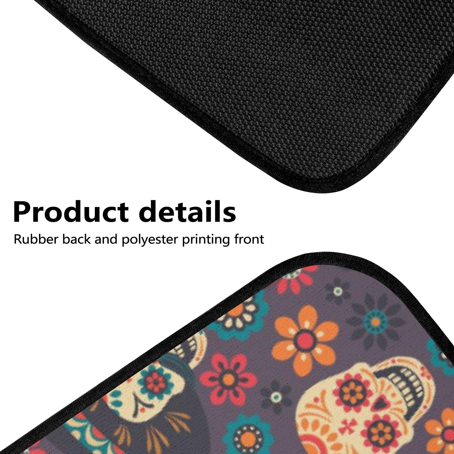Sugar skull girl car seat cushion cover, dia de los muertos skull car seat , dia de los muertos skull mat for vehicles, mexican skull truck Back and Front Car Floor Mats