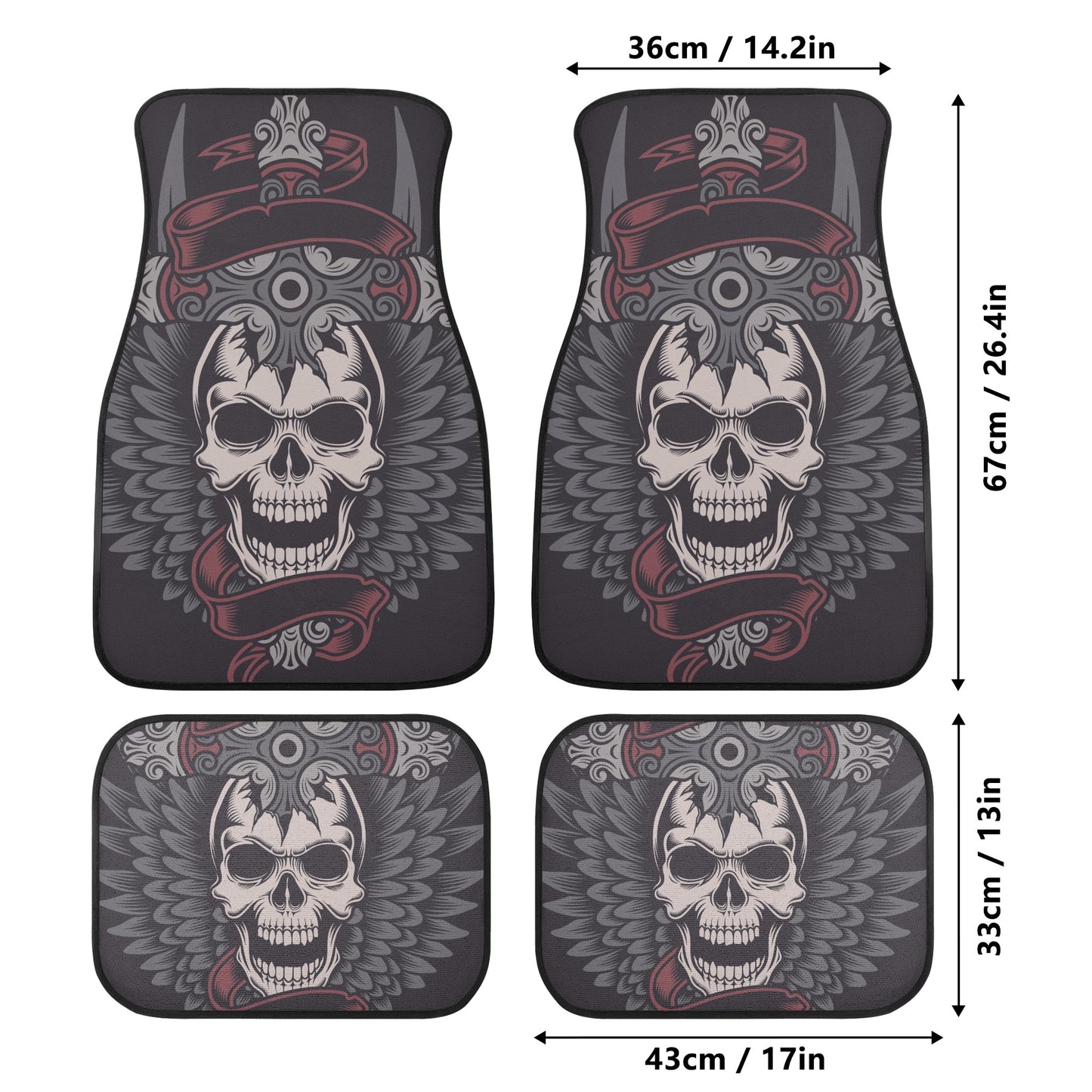 Dia de los muertos skull rug mat for car, calaveras skull car protector, calaveras skull car seat cover full set, mexico front and back car Back and Front Car Floor Mats