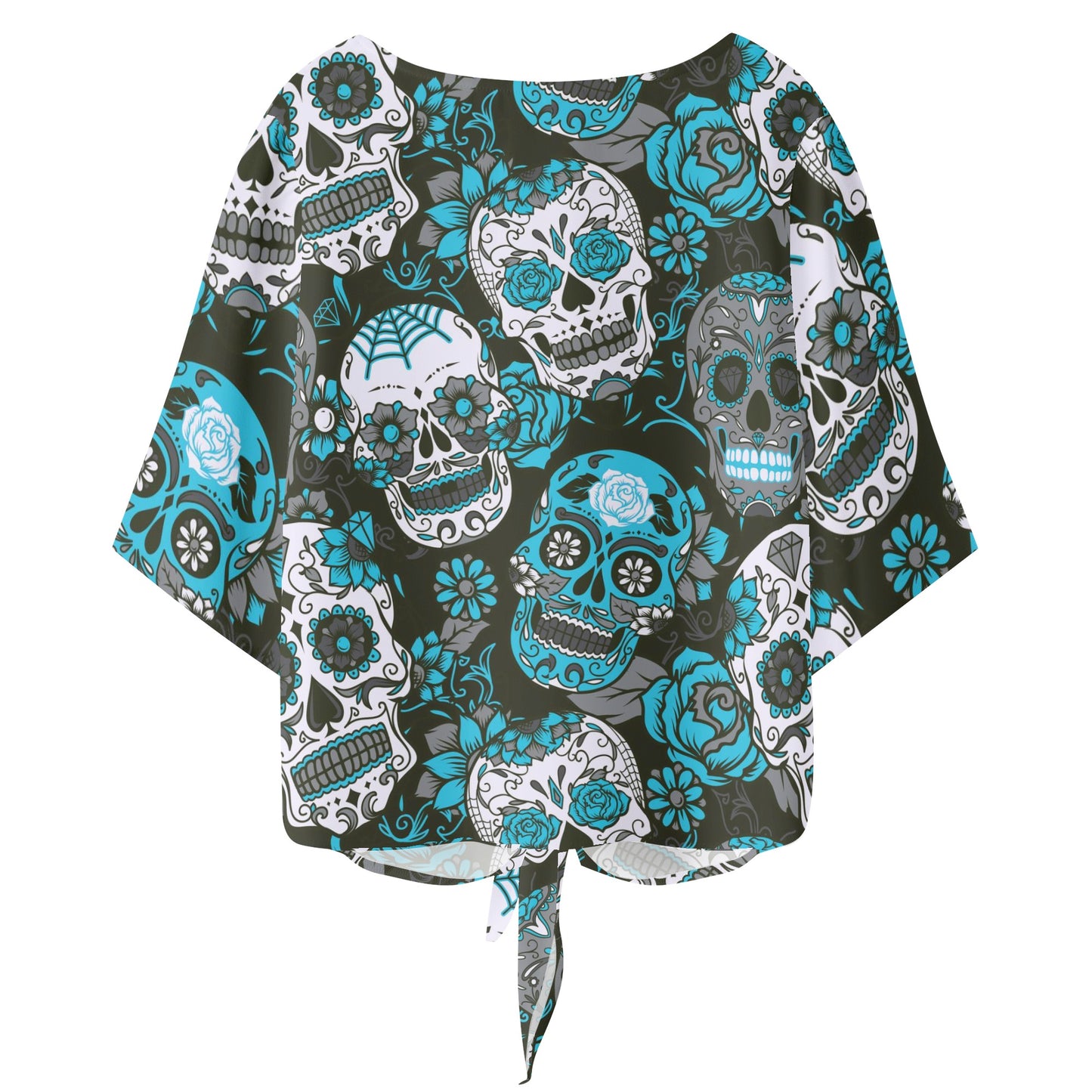 Sugar skull Women V-neck Streamers Blouse