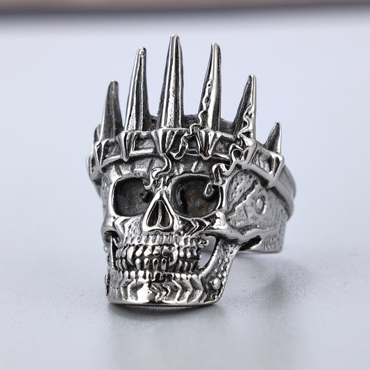 1pc Of Classic European And American Style Ring, Stainless Steel Men'S Ring With Crown And Skull, Domineering And Personality Must-have Ring For Trendy Men The First Choice For Holiday Gifts.