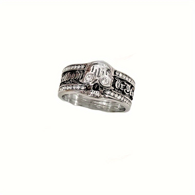 1pc Men's Jewelry Skull Punk Style Symbol Men's Ring Halloween Skull Ring Hip Hop Biker Ring