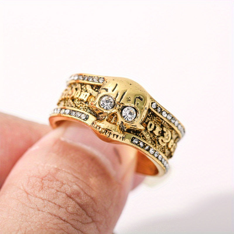 1pc Men's Jewelry Skull Punk Style Symbol Men's Ring Halloween Skull Ring Hip Hop Biker Ring