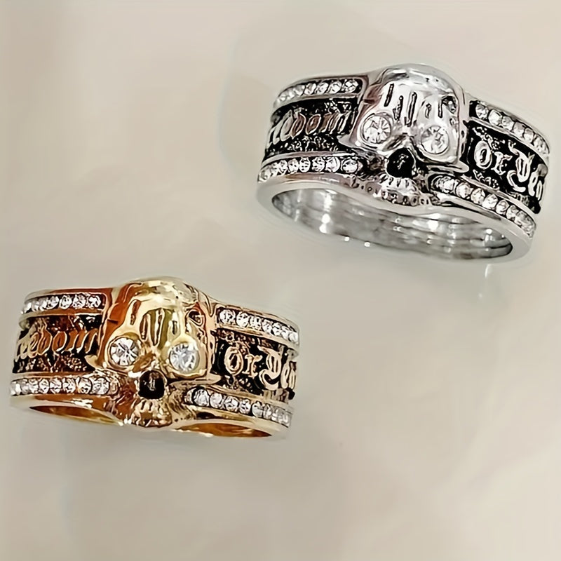 1pc Men's Jewelry Skull Punk Style Symbol Men's Ring Halloween Skull Ring Hip Hop Biker Ring