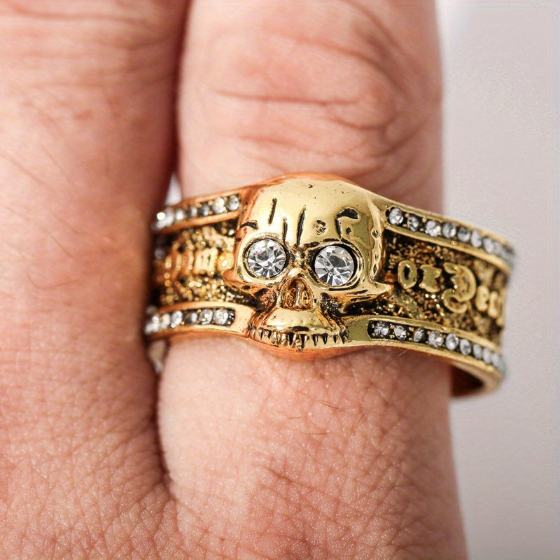 1pc Men's Jewelry Skull Punk Style Symbol Men's Ring Halloween Skull Ring Hip Hop Biker Ring