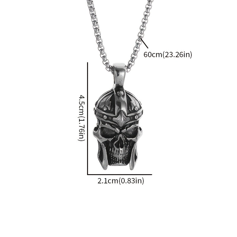 316L Stainless Steel Rebellious Skull Armor Pendant Men'S Hip-hop Punk Necklace Jewelry