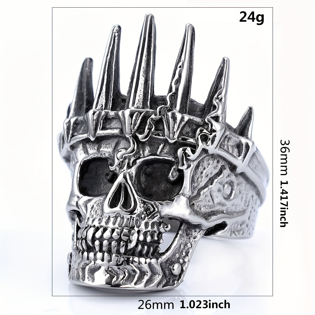 1pc Of Classic European And American Style Ring, Stainless Steel Men'S Ring With Crown And Skull, Domineering And Personality Must-have Ring For Trendy Men The First Choice For Holiday Gifts.
