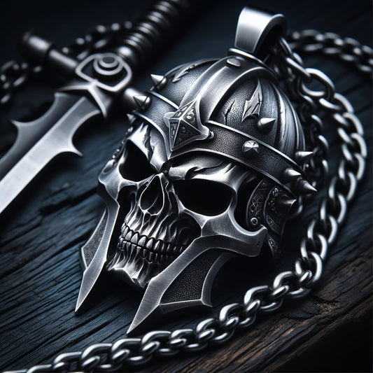 316L Stainless Steel Rebellious Skull Armor Pendant Men'S Hip-hop Punk Necklace Jewelry