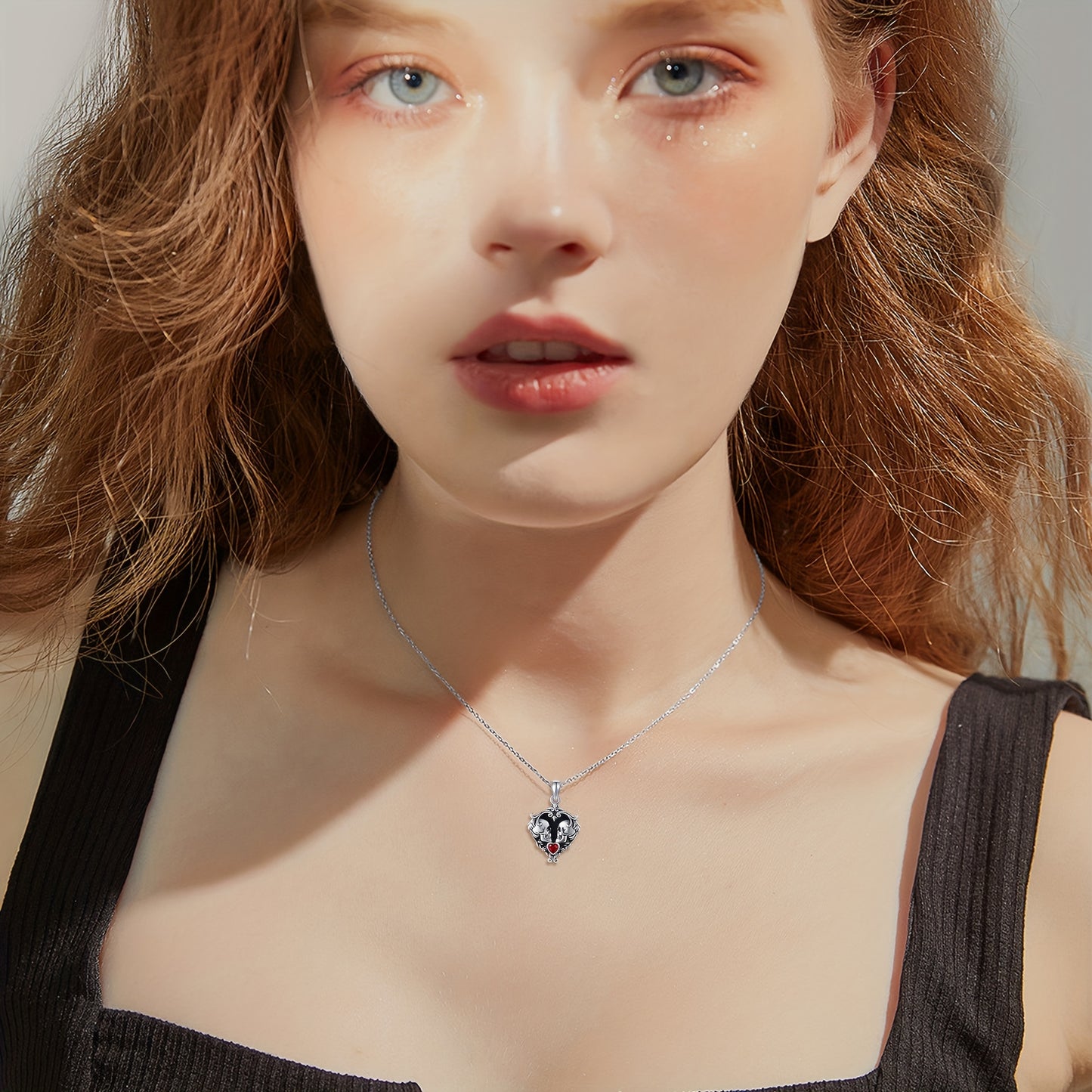Gothic Skull Necklaces 925 Sterling Silver Gothic Jewelry For Women Black Heart Necklaces Witch Heart Necklaces Y2K Gifts For Women