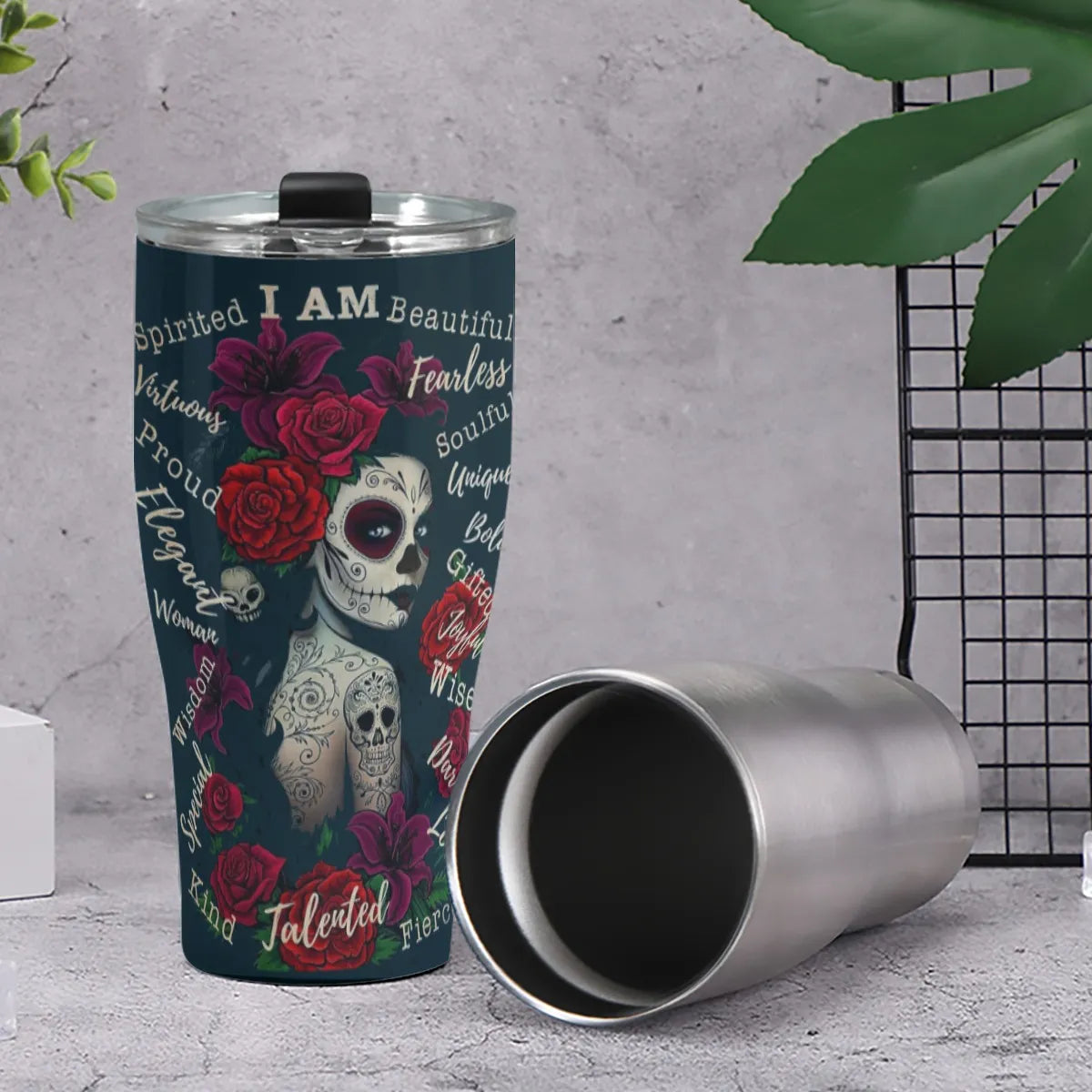 Sugar skull beautiful girl Tumbler - Custom Name