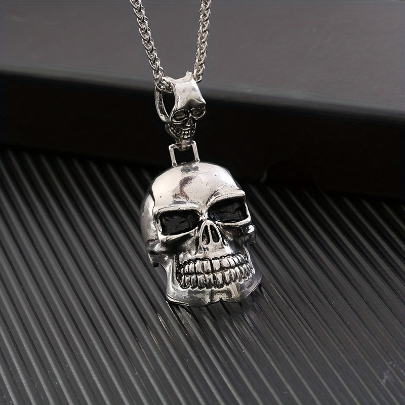 1pc New Fashion Men'S Vintage Gothic Big Ghost Skull Pendant Necklace Punk Rock Party Jewelry Clothing Accessories