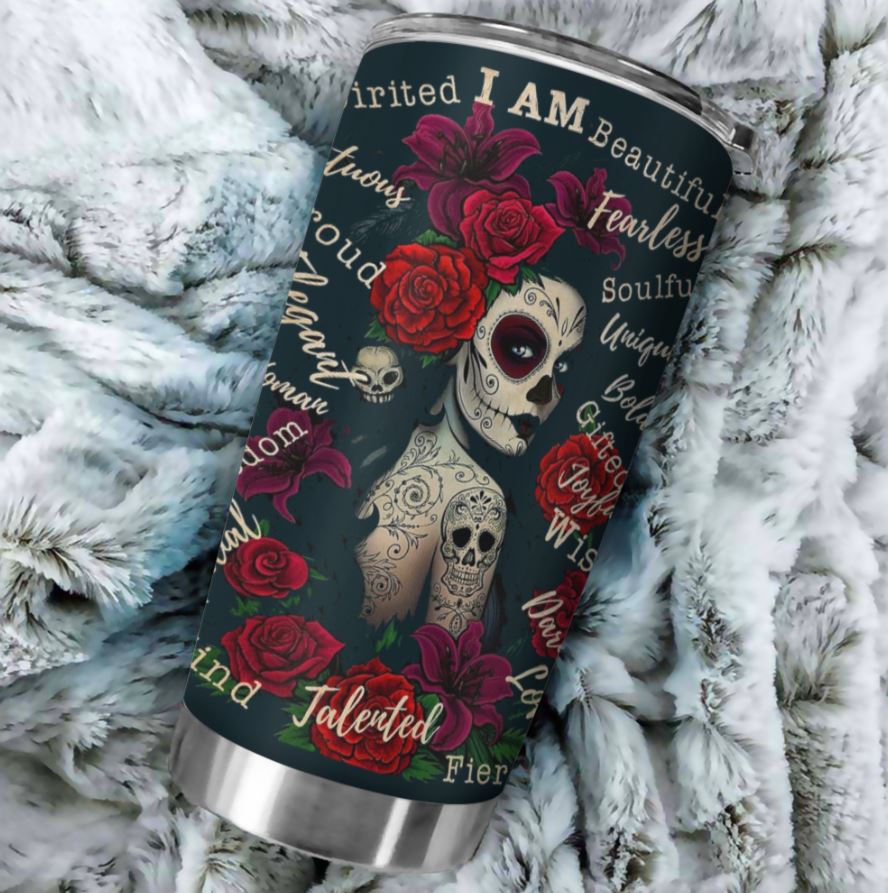 Sugar skull beautiful girl Tumbler - Custom Name