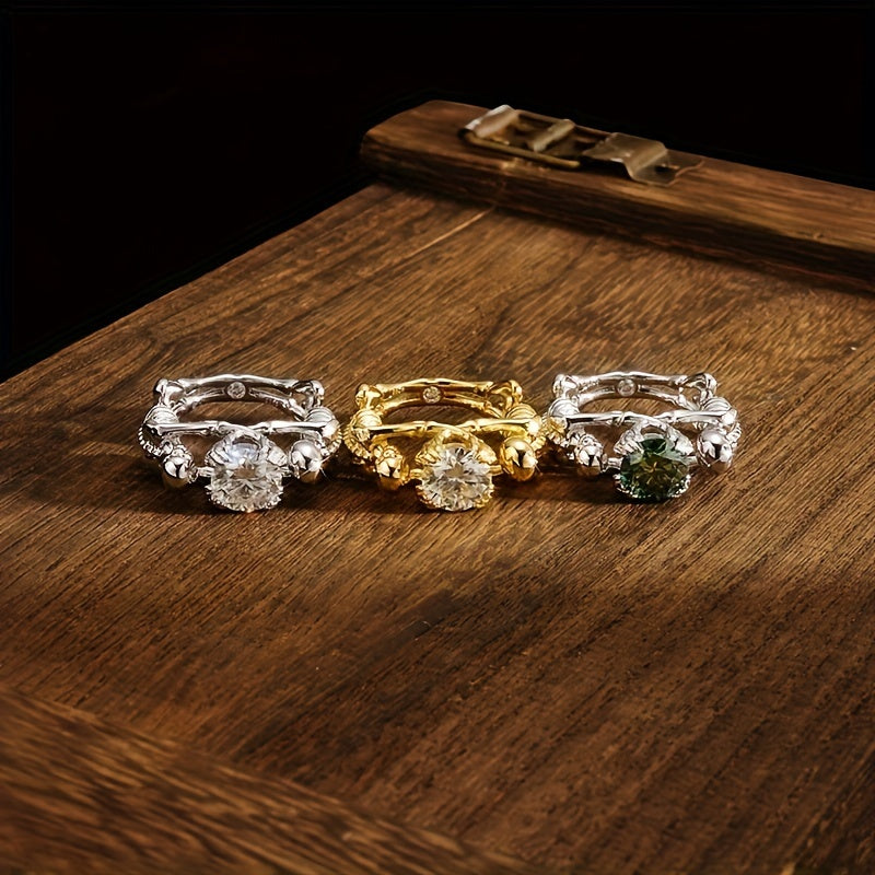 1pc S925 Silver 3 Carat Moissanite Skull Ring For Men And Women, Trendy And Fashionable, Ideal For Party Gifts, Welfare Style