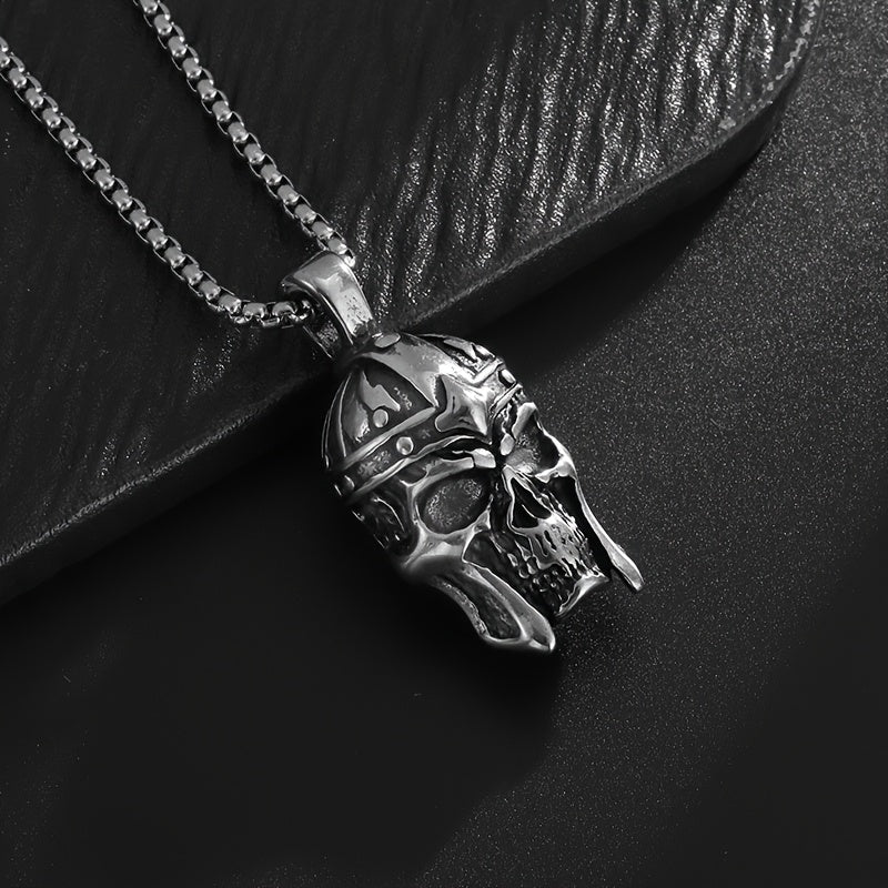 316L Stainless Steel Rebellious Skull Armor Pendant Men'S Hip-hop Punk Necklace Jewelry